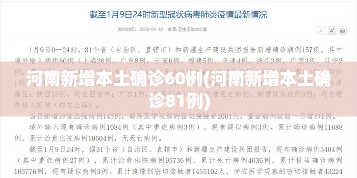 河南新增本土确诊60例(河南新增本土确诊81例) 河南新增本土确诊60例(河南新增本土确诊81例)