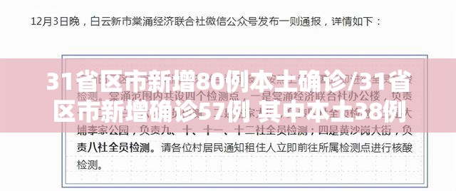 31省区市新增80例本土确诊/31省区市新增确诊57例 其中本土38例 31省区市新增80例本土确诊/31省区市新增确诊57例 其中本土38例