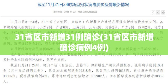 31省区市新增31例确诊(31省区市新增确诊病例4例)