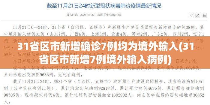 31省区市新增确诊7例均为境外输入(31省区市新增7例境外输入病例) 31省区市新增确诊7例均为境外输入(31省区市新增7例境外输入病例)