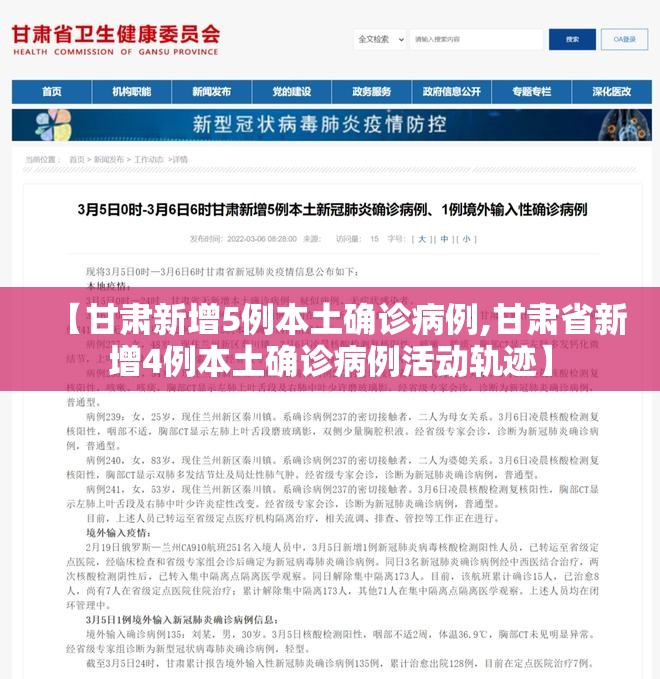 【甘肃新增5例本土确诊病例,甘肃省新增4例本土确诊病例活动轨迹】 【甘肃新增5例本土确诊病例,甘肃省新增4例本土确诊病例活动轨迹】