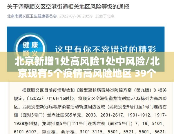 北京新增1处高风险1处中风险/北京现有5个疫情高风险地区 39个中风险地区 北京新增1处高风险1处中风险/北京现有5个疫情高风险地区 39个中风险地区