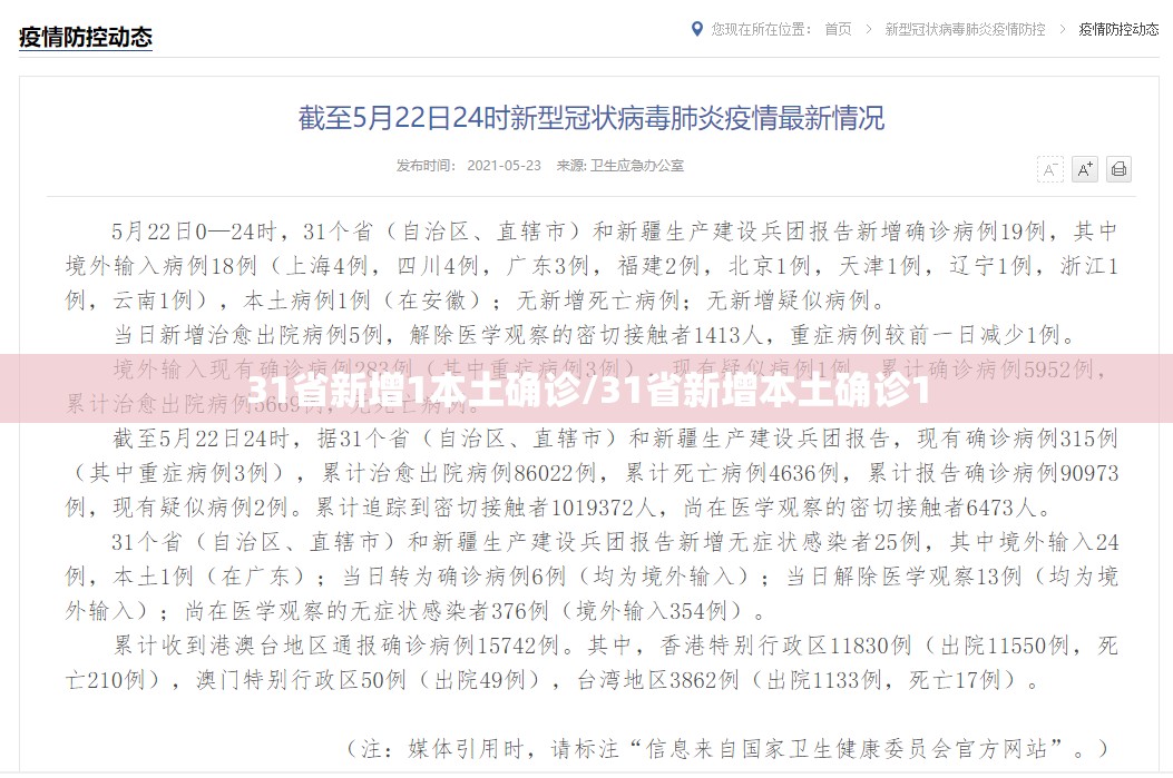 31省新增1本土确诊/31省新增本土确诊1 31省新增1本土确诊/31省新增本土确诊1