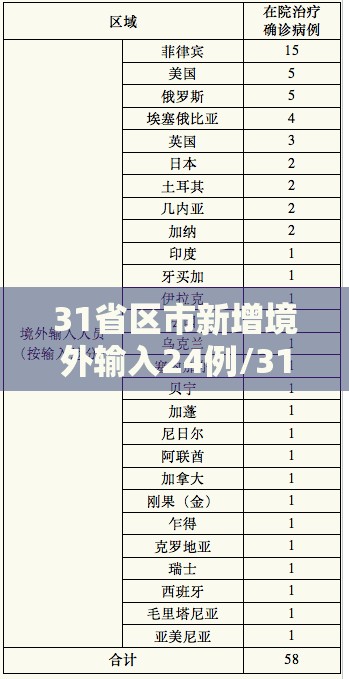 31省区市新增境外输入24例/31省区市新增境外输入12