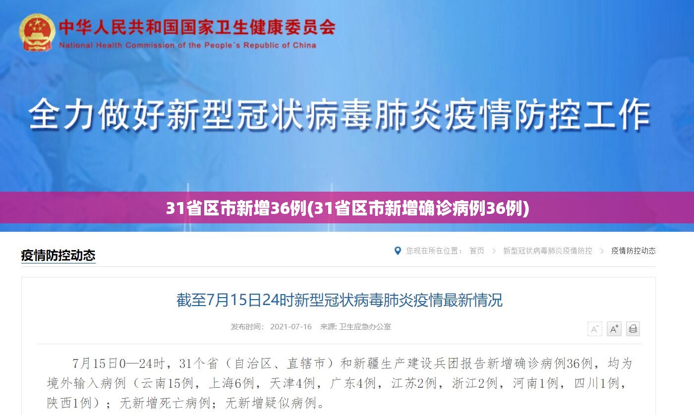 31省区市新增36例(31省区市新增确诊病例36例)