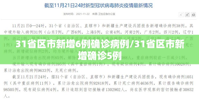 31省区市新增6例确诊病例/31省区市新增确诊5例