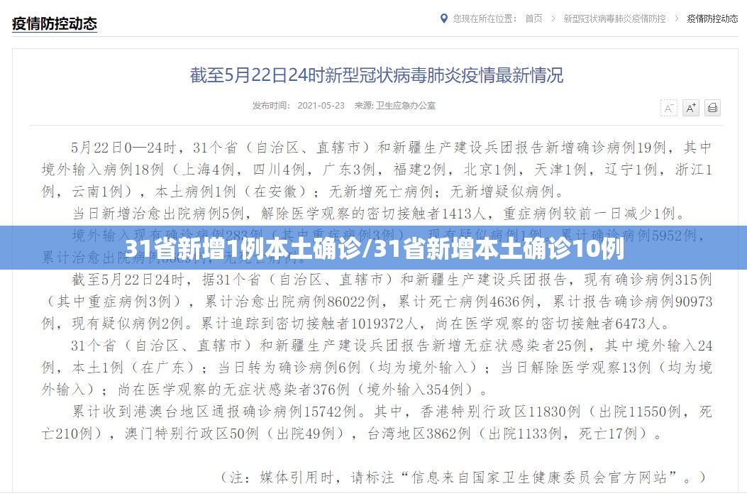 31省新增1例本土确诊/31省新增本土确诊10例
