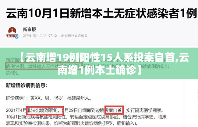 【云南增19例阳性15人系投案自首,云南增1例本土确诊】 【云南增19例阳性15人系投案自首,云南增1例本土确诊】