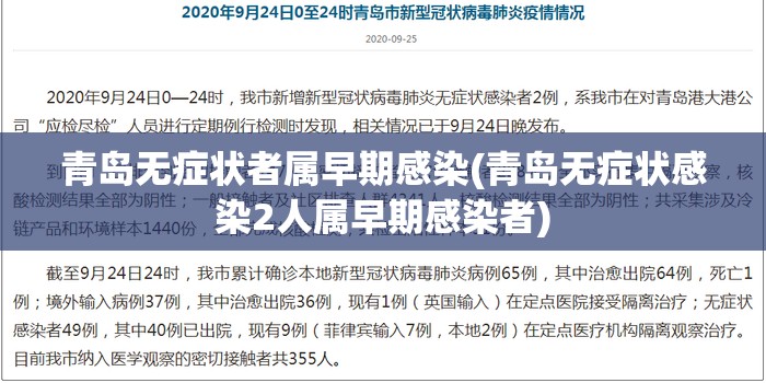 青岛无症状者属早期感染(青岛无症状感染2人属早期感染者) 青岛无症状者属早期感染(青岛无症状感染2人属早期感染者)