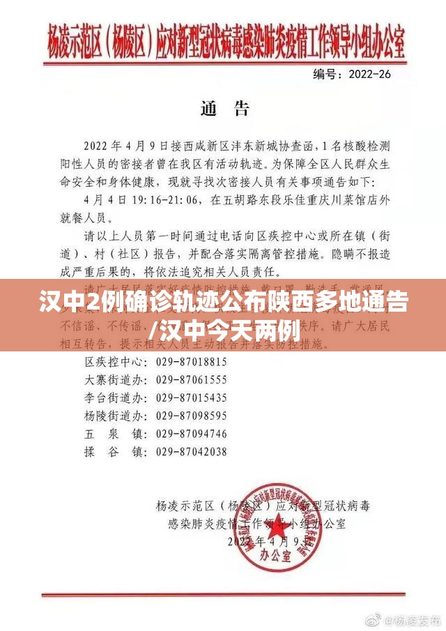 汉中2例确诊轨迹公布陕西多地通告/汉中今天两例 汉中2例确诊轨迹公布陕西多地通告/汉中今天两例