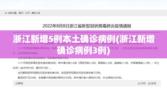 浙江新增5例本土确诊病例(浙江新增确诊病例3例) 浙江新增5例本土确诊病例(浙江新增确诊病例3例)