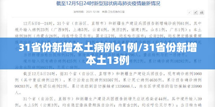 31省份新增本土病例61例/31省份新增本土13例 31省份新增本土病例61例/31省份新增本土13例