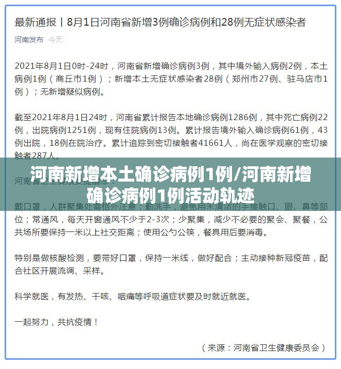 河南新增本土确诊病例1例/河南新增确诊病例1例活动轨迹 河南新增本土确诊病例1例/河南新增确诊病例1例活动轨迹
