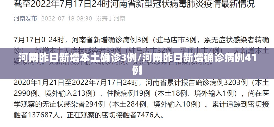 河南昨日新增本土确诊3例/河南昨日新增确诊病例41例