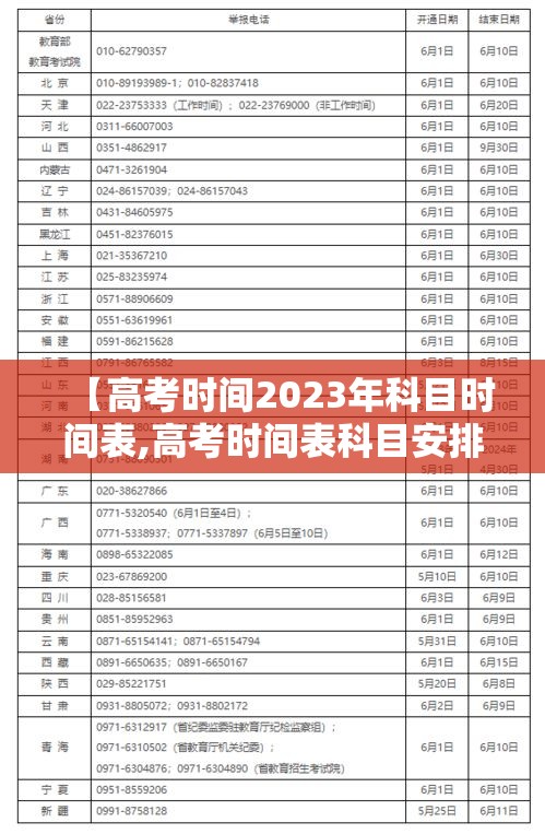 【高考时间2023年科目时间表,高考时间表科目安排】 【高考时间2023年科目时间表,高考时间表科目安排】