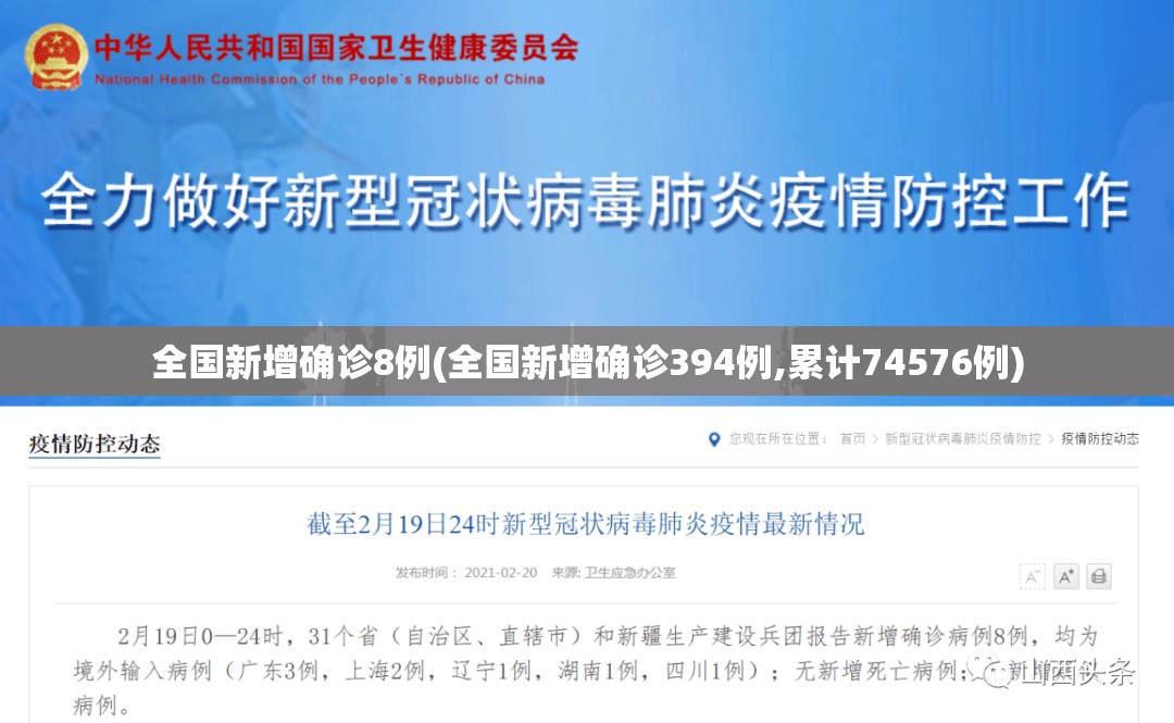 全国新增确诊8例(全国新增确诊394例,累计74576例) 全国新增确诊8例(全国新增确诊394例,累计74576例)