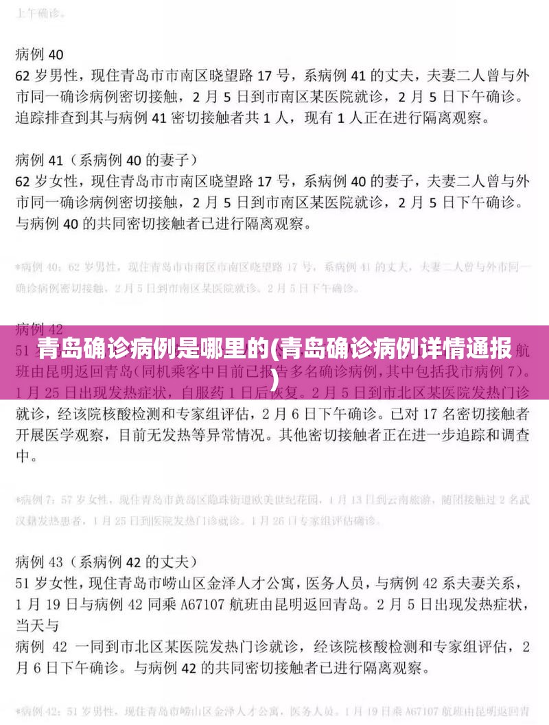 青岛确诊病例是哪里的(青岛确诊病例详情通报) 青岛确诊病例是哪里的(青岛确诊病例详情通报)