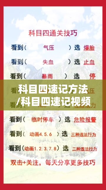 科目四速记方法/科目四速记视频