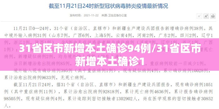 31省区市新增本土确诊94例/31省区市新增本土确诊1