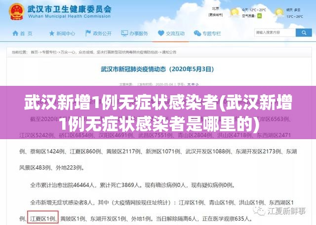 武汉新增1例无症状感染者(武汉新增1例无症状感染者是哪里的) 武汉新增1例无症状感染者(武汉新增1例无症状感染者是哪里的)