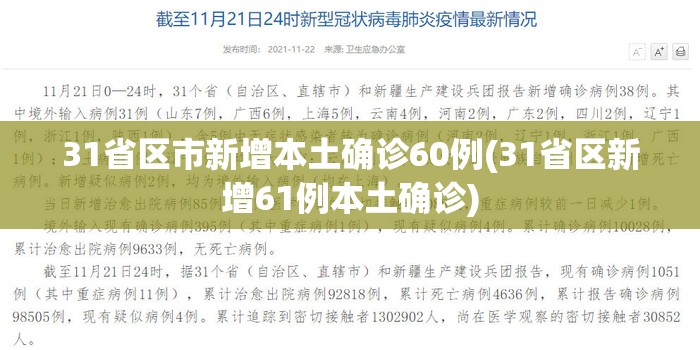31省区市新增本土确诊60例(31省区新增61例本土确诊)