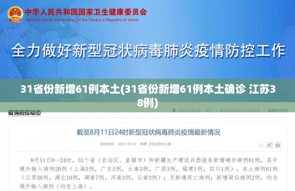 31省份新增61例本土(31省份新增61例本土确诊 江苏38例) 31省份新增61例本土(31省份新增61例本土确诊 江苏38例)