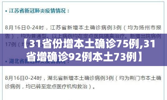 【31省份增本土确诊75例,31省增确诊92例本土73例】