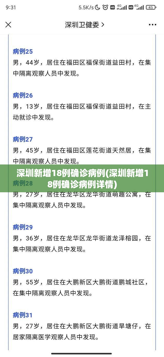 深圳新增18例确诊病例(深圳新增18例确诊病例详情)