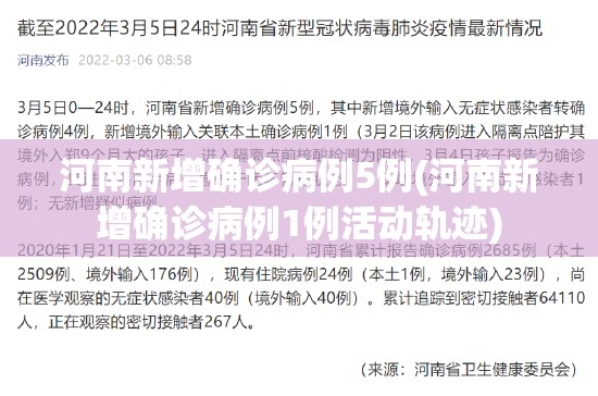 河南新增确诊病例5例(河南新增确诊病例1例活动轨迹) 河南新增确诊病例5例(河南新增确诊病例1例活动轨迹)