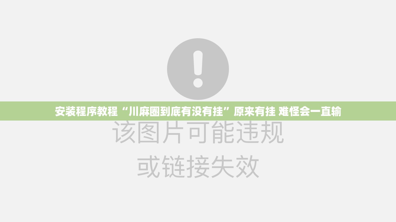 安装程序教程“川麻圈到底有没有挂”原来有挂 难怪会一直输
