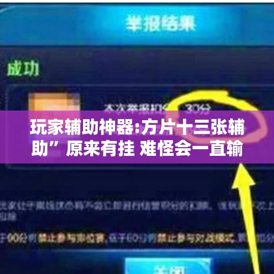 玩家辅助神器:方片十三张辅助	”原来有挂 难怪会一直输