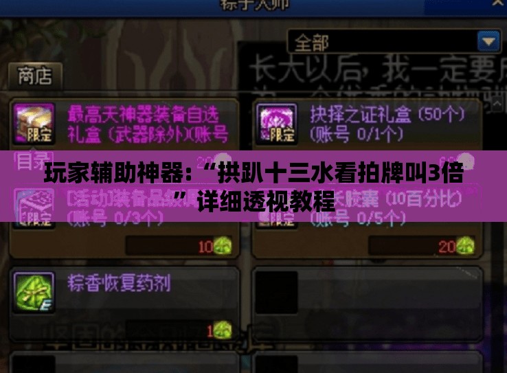 玩家辅助神器:“拱趴十三水看拍牌叫3倍”详细透视教程