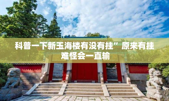 科普一下新玉海楼有没有挂	”原来有挂 难怪会一直输