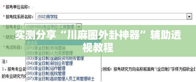 实测分享“川麻圈外卦神器	”辅助透视教程