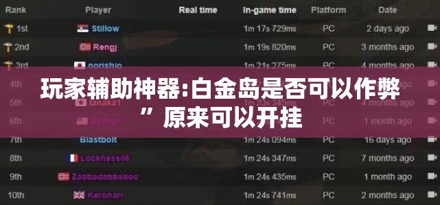 玩家辅助神器:白金岛是否可以作弊”原来可以开挂