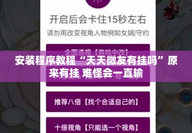 安装程序教程“天天微友有挂吗”原来有挂 难怪会一直输