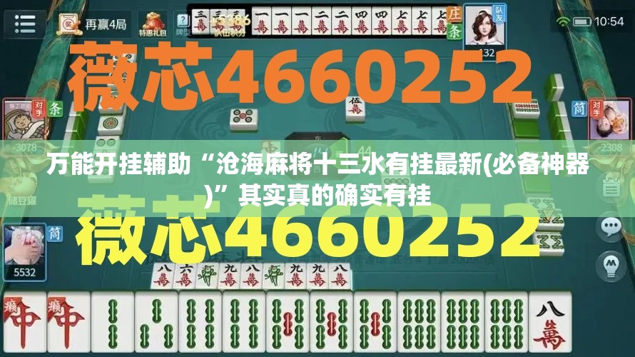 万能开挂辅助“沧海麻将十三水有挂最新(必备神器)	”其实真的确实有挂