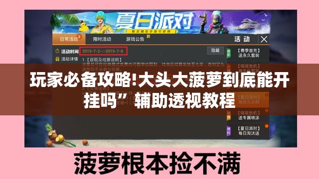 玩家必备攻略!大头大菠萝到底能开挂吗	”辅助透视教程