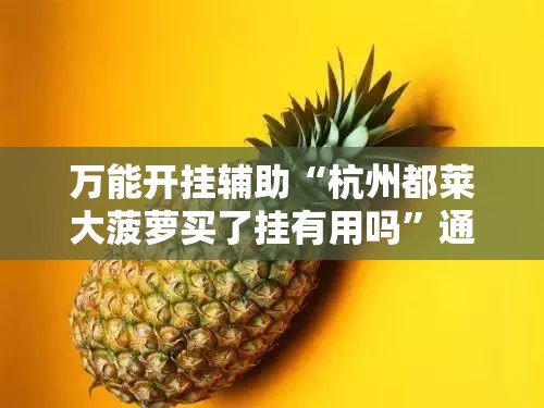 万能开挂辅助“杭州都莱大菠萝买了挂有用吗”通用版下载教程