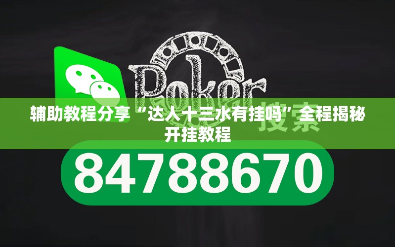 辅助教程分享“达人十三水有挂吗”全程揭秘开挂教程